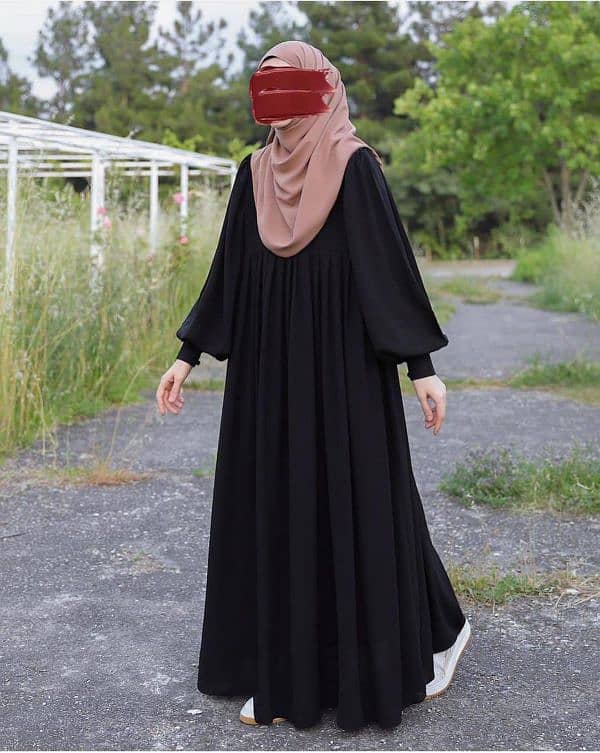 Georgette plain classic Abaya 5