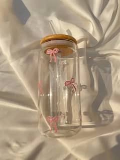 Pink Bow Glass Tumbler | borosilicate glass bottle