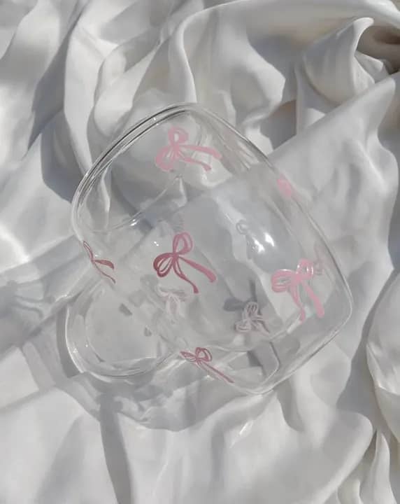 Pink Bow Glass Tumbler | borosilicate glass bottle 2