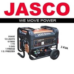 JASCO Generator -3 kVA (2.8 kW )-Model J4500DC-Petrol & Gas Generator.