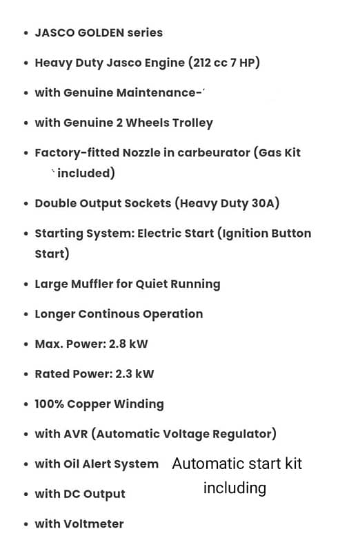 JASCO Generator -3 kVA (2.8 kW )-Model J4500DC-Petrol & Gas Generator. 5