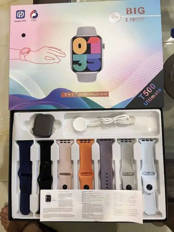 Smart Watch T500 ( 7 + 1 ) Free Airbuds 0