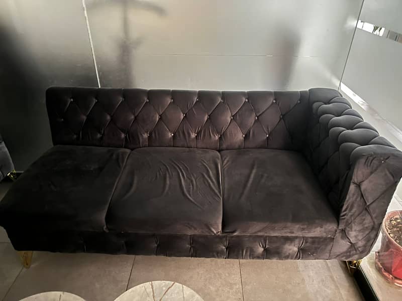 grey  velvet l shaped sofa 1