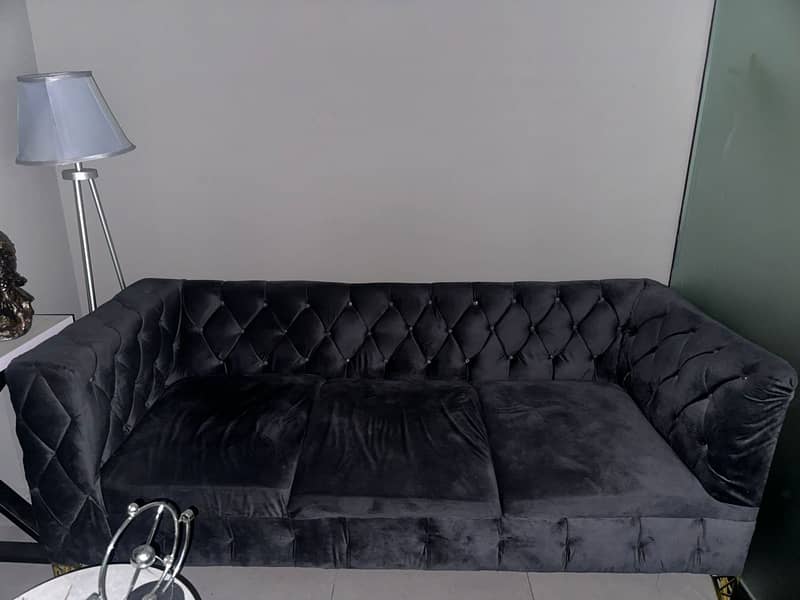 grey  velvet l shaped sofa 2