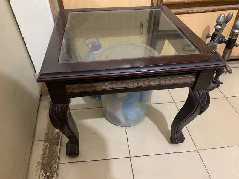 2 Coffee tables / wooden coffee table / Glass top table 0