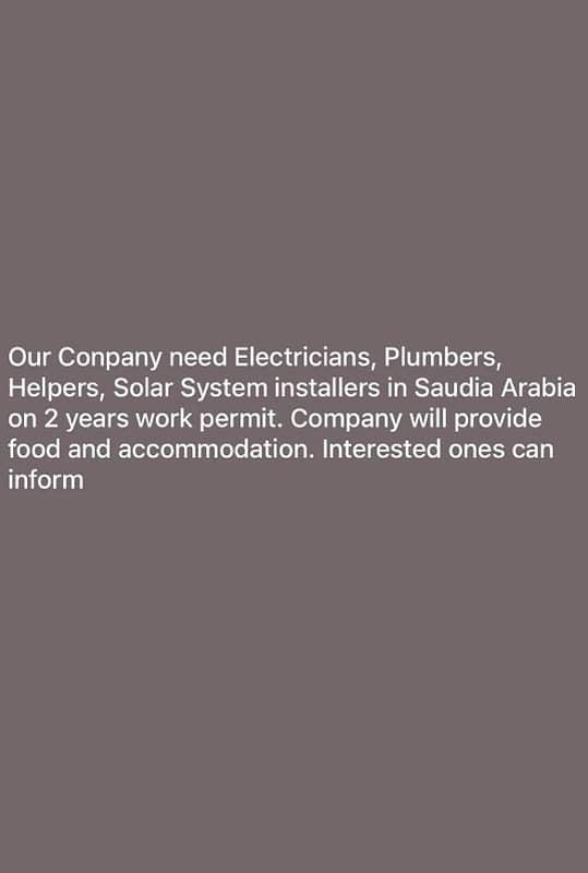 Company need helpers plumbers electricians and solar system installers 0