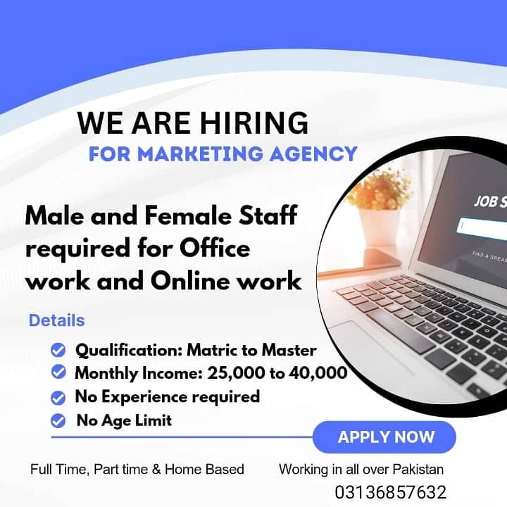 WE ARE HIRING MALE AND FEMALE STAFF FOR ONLINE WORK 1