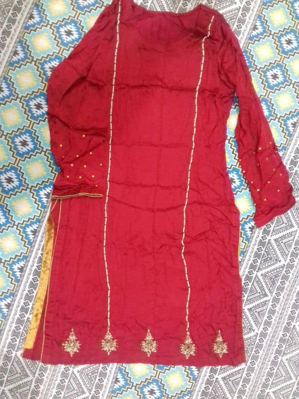 Red 3psc silk dress 2