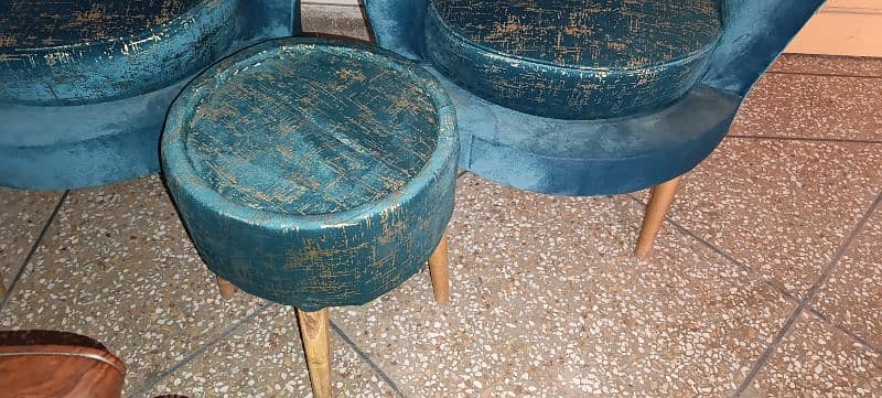 Two Coffee Chairs with 1 Coffee Table in Velvet 3