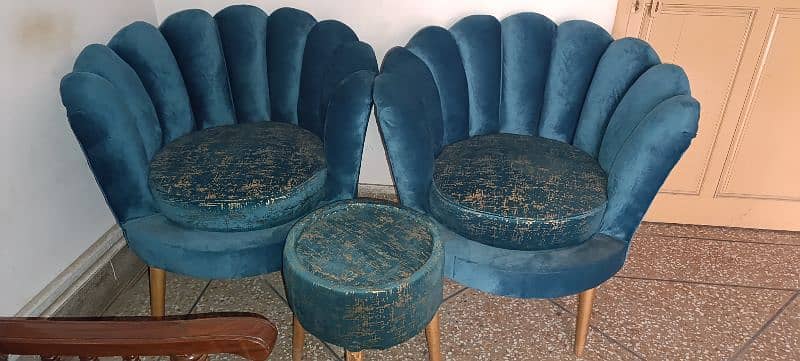 Two Coffee Chairs with 1 Coffee Table in Velvet 6