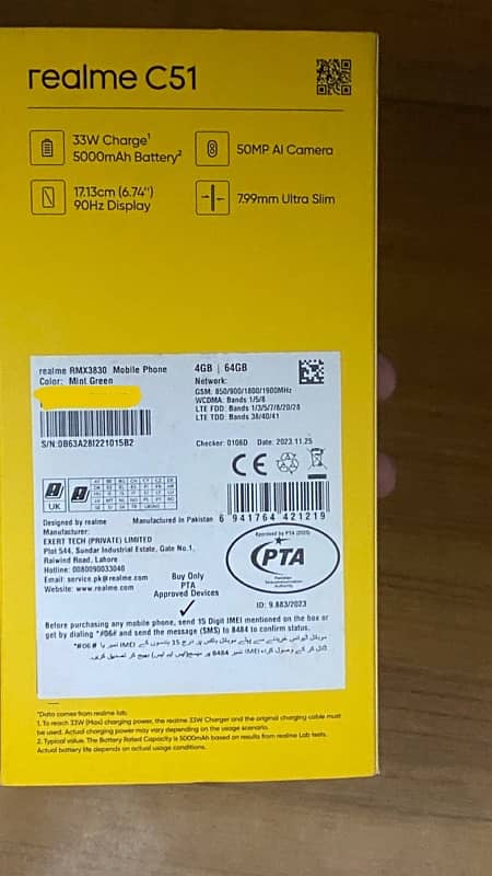 Realme C51 Complete Box with 33w genuine Charger ( Only Cash ) 3