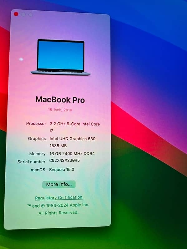 MacBook Pro 2018 16/512 4gb card 7