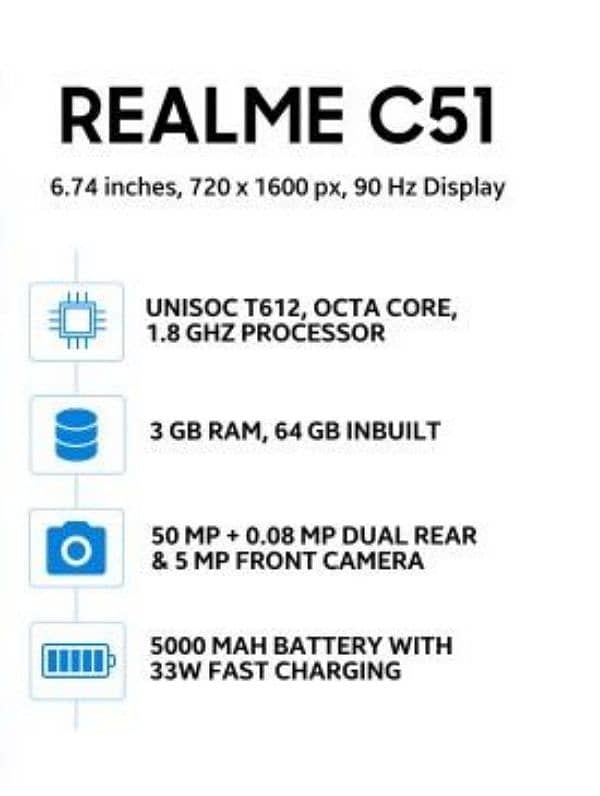 Realme C51 4/128 33watt fast charging 50mega pixel camera 1