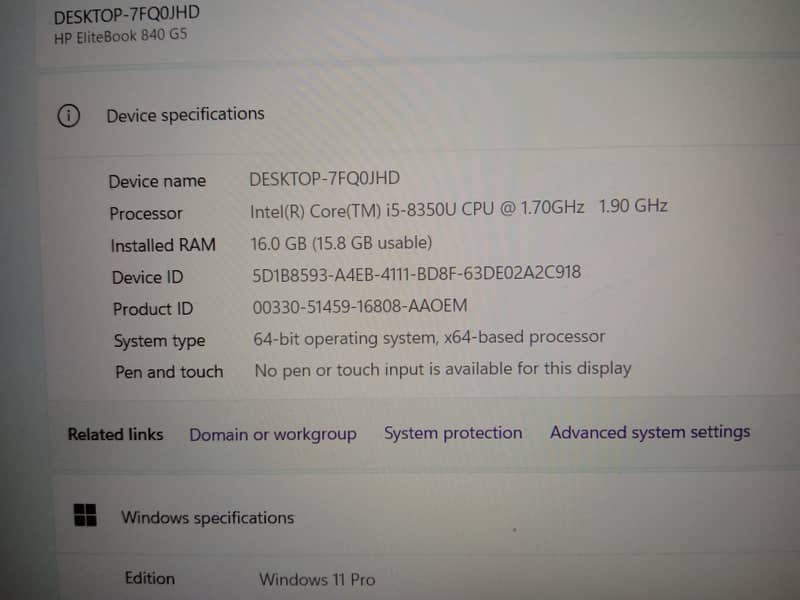 Hp elite book 840 G5 i5 8gen 10/10 condition 7