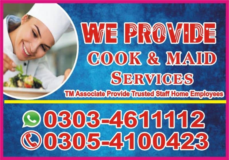 AVAILABLE  COOK HOUSE MAID BABY Care NAANy 1