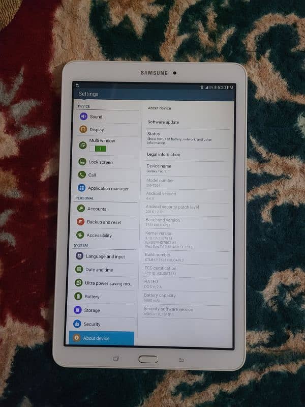 samsung galaxy TAB E 0