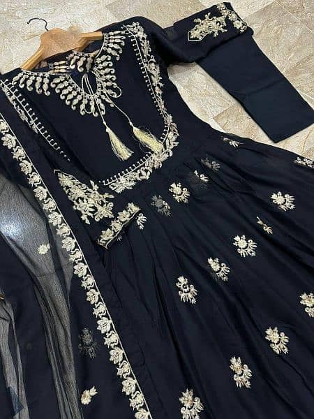 3 Pcs Women's Stitched Chiffon Embroidery Maxi Suit 1