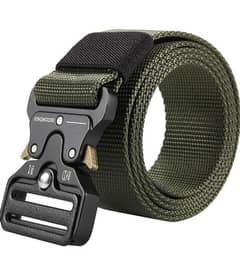 Men's Tactical Belt Army Green Black Nylon With Metal Buckle