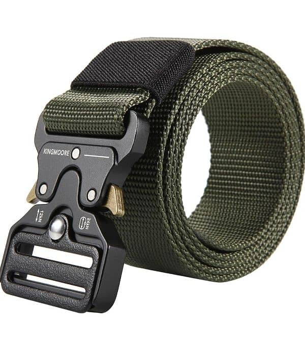 Men's Tactical Belt Army Green Black Nylon With Metal Buckle 0