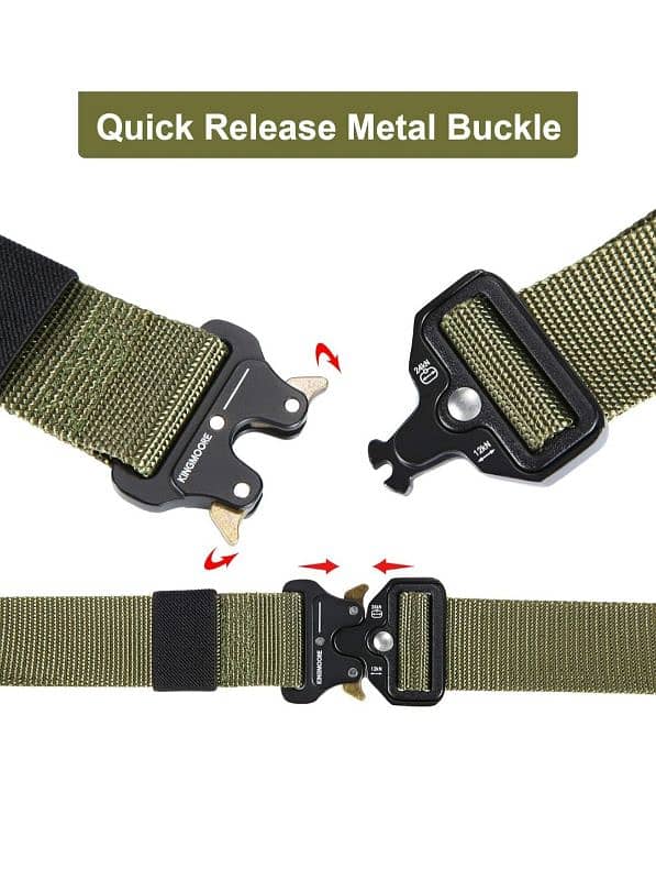 Men's Tactical Belt Army Green Black Nylon With Metal Buckle 1