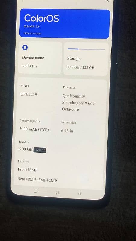 Oppo F19.10 by 10 condition. in displace fingerprint 0