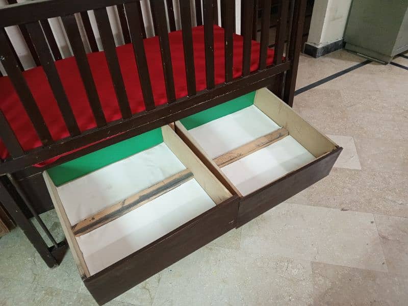 pure wooden baby cot for sale along with it's mattress 2