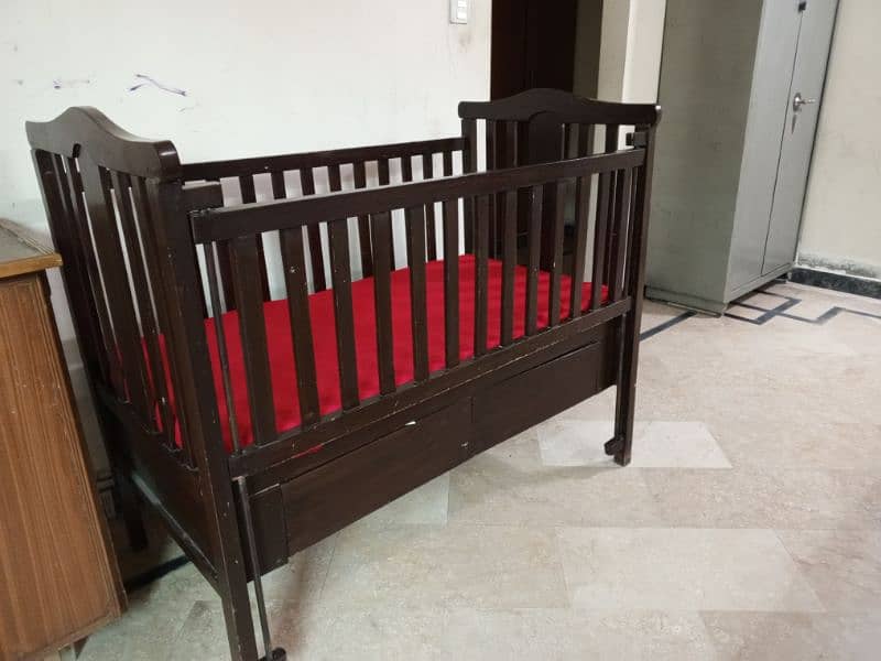 pure wooden baby cot for sale along with it's mattress 3