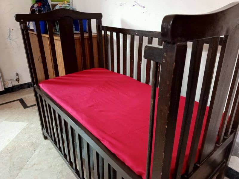 pure wooden baby cot for sale along with it's mattress 4