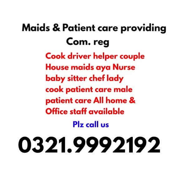 Cook Chef Maids patient Care Available 0