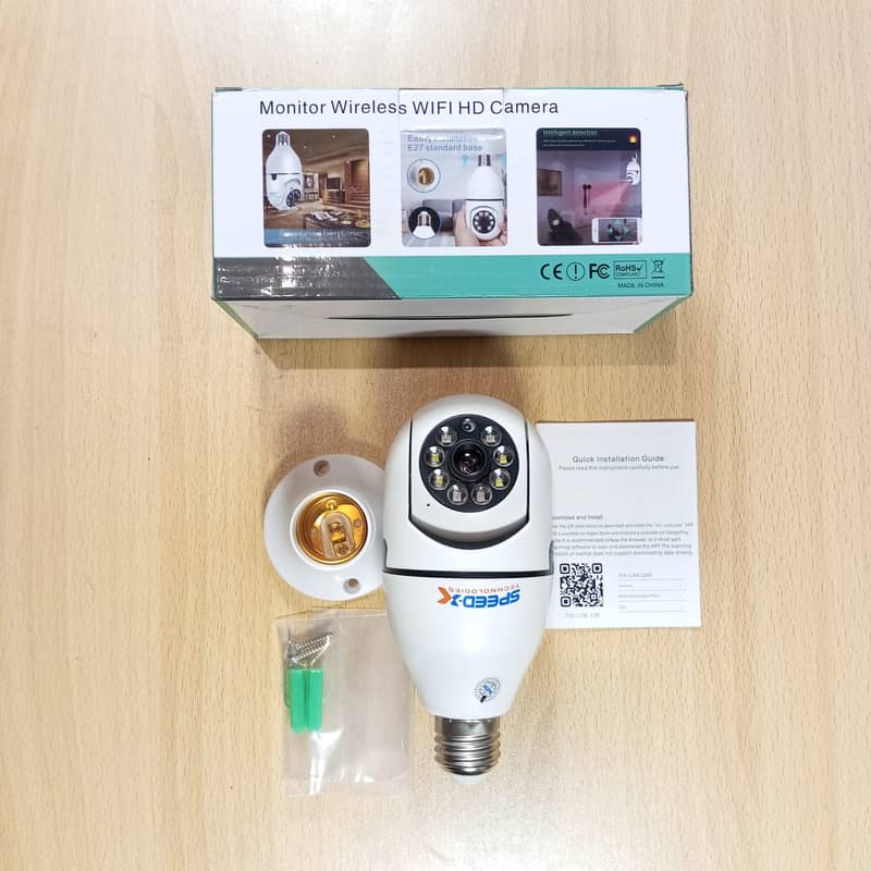 Speed-x Bulb Camera 1080p Wifi 360 Degree Panoramic Night Vision Two- 3