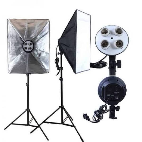 Softbox lighting Kit & Stands k sath full Setup 4