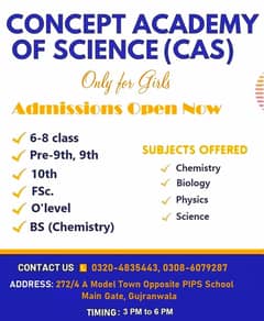 Admission Open Concept Academy of Science for Girls