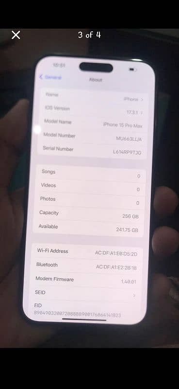 iphone 15promax (256gb) JV SIM (100%health) 2