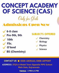 Admission Open Concept Academy of Science for Girls