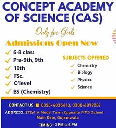 Admission Open Concept Academy of Science for Girls