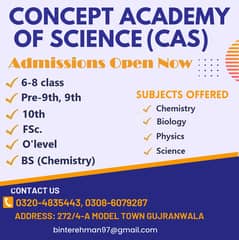 Admission Open Concept Academy of Science for Girls