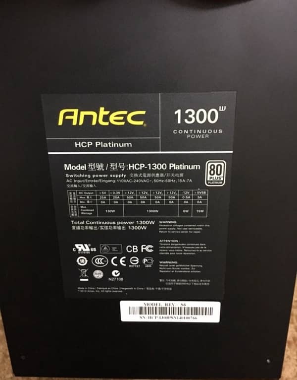 Antec 1300Watt Power Supply 80Plus Platium - Intel i5 6Gen Processors 0