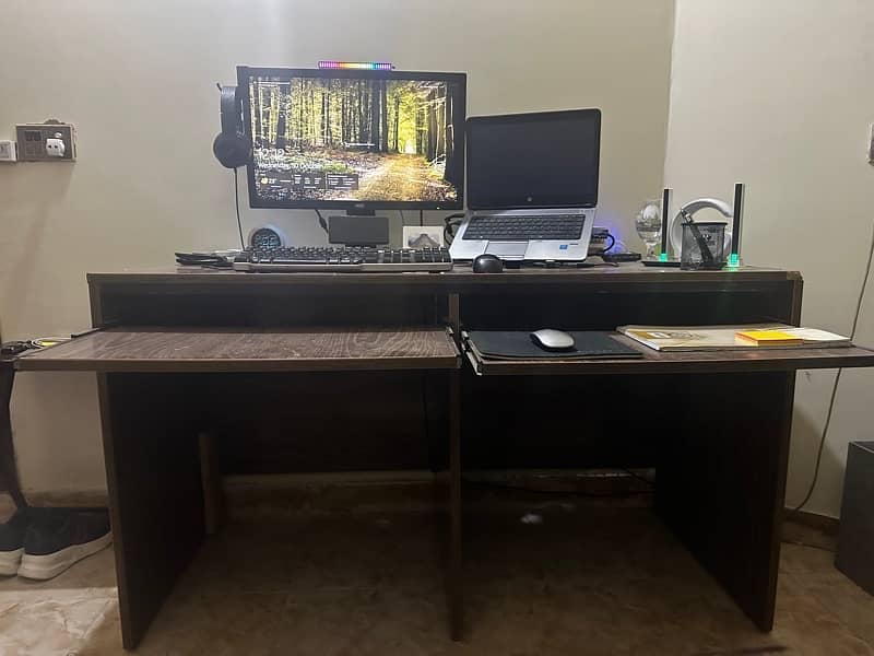 Spacious Computer Table with Sliding Shelf for Office or Home 0