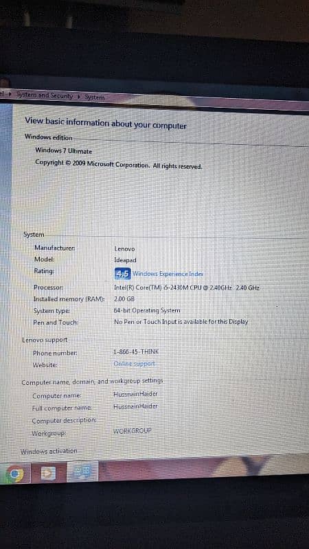 LENOVO LAPTOP corei5 genration Used hai 4