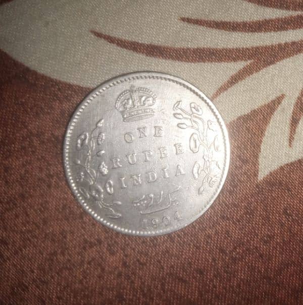 Pure Silver Original Coin 1904 old 1 Rupee 1