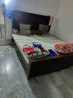 Bed with mattress and sofa set 6 seater and Glass table