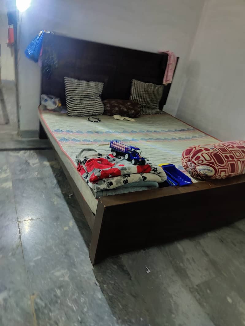 Bed with mattress and sofa set 6 seater and Glass table 0