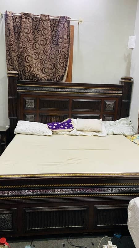 bed with dressing table & 2 side tables & mattress 4