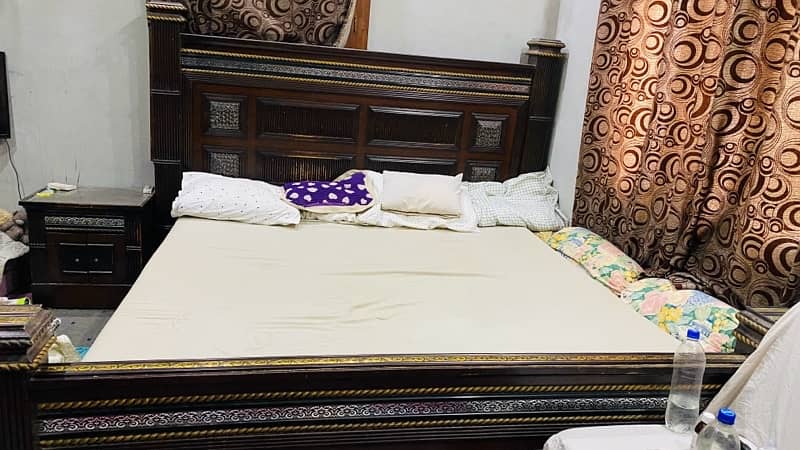 bed with dressing table & 2 side tables & mattress 5