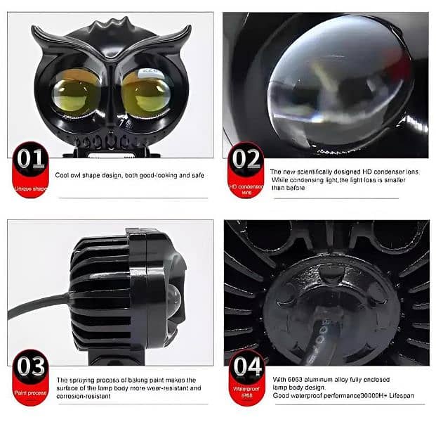 Motorcycle Owl Shape Fog Lights 3