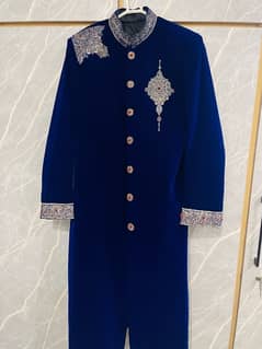 Blue Velvet Sherwani set only onced used