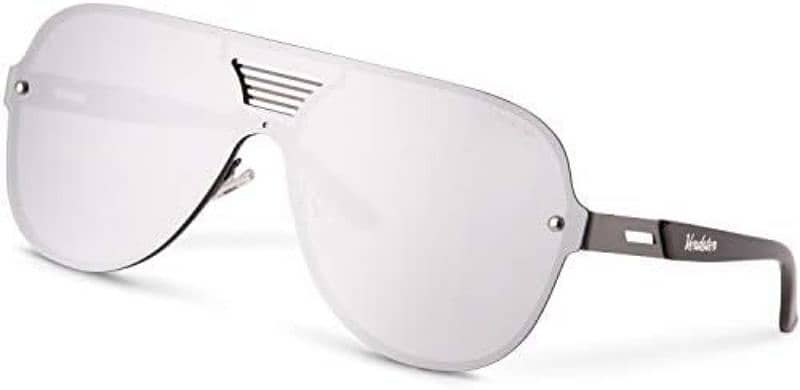 Branded Metal Studs Mask Sunglasses in Silver 0