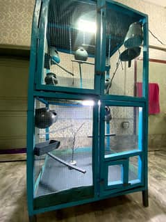 Well Furnished Cage For Parrots (Coloured+Sheeted)