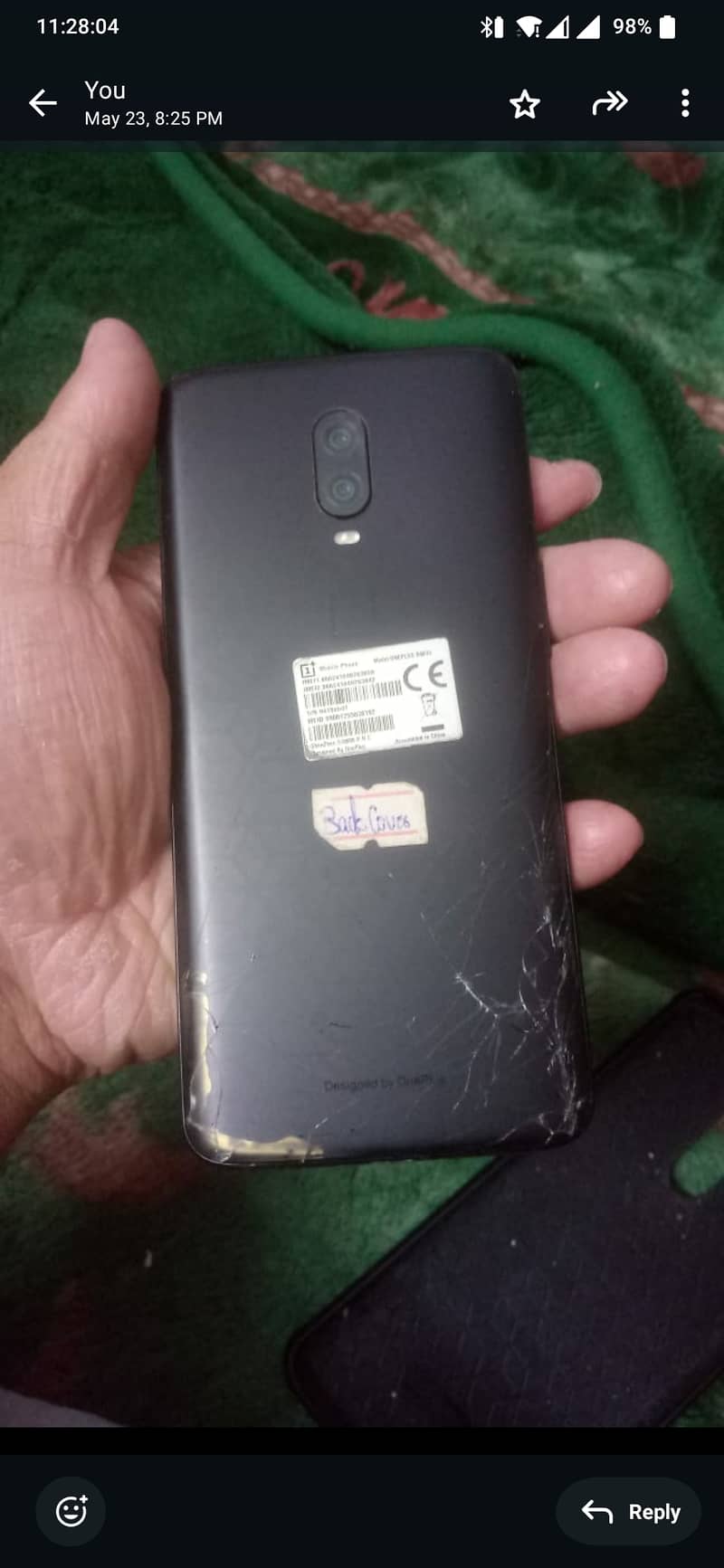 OnePlus 6t dual sim 8/256 only back crack 3