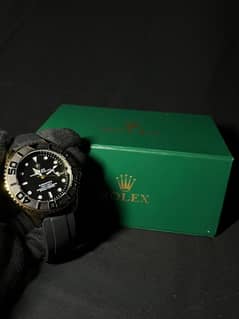 Golden Rolexx Yacht-Master Black strap | Men Watch with Box